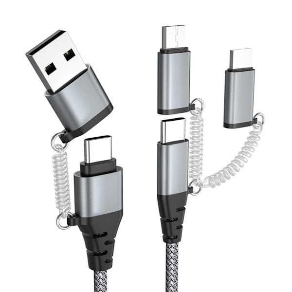 USB C Multi Hurtiglading Kabel PD 60W 3A Data Synkronisering Nylon Flettet
