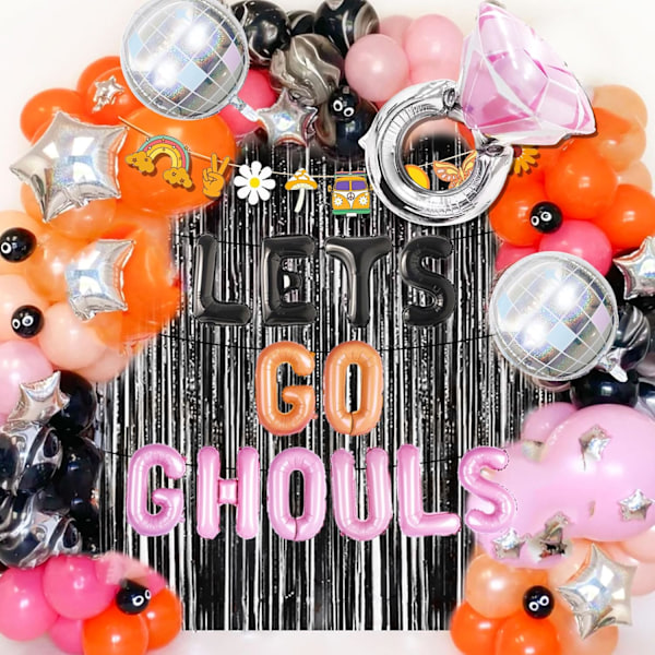 16 PCS Lets Go Ghouls Festdekorasjoner Boos Før I Dos Ballonger Halloween Brud Dus Bachelorette Forlovelse Bach Dekor