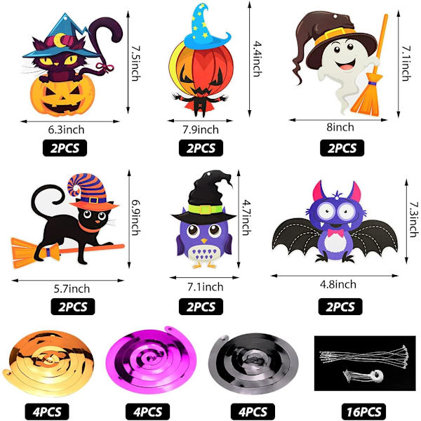 Halloween hengende virveldekorasjoner - 12 stk takgirlanger