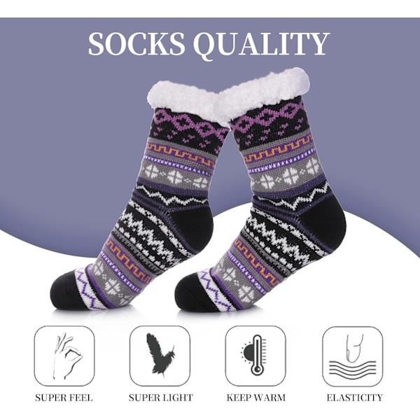 Kvinners Vinter Super Myk Varm Koselig Fuzzy Snowflake Deer Fleece-lined Med