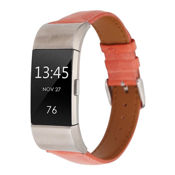 För Fitbit Charge 2 Fresh Style Läderklockarmband MHT Orange