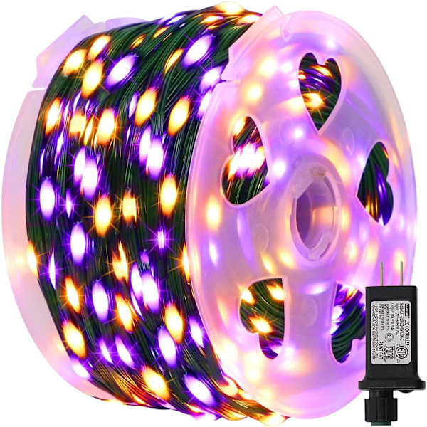 1000 LED Halloween-lys, 328 fot lange utendørs fe-lyskjeder, vanntette IP65 grønne PVC kobbertrådslys, 8 lysmoduser plugg inn for
