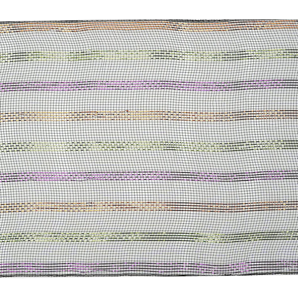Svart netting med oransje lime og lilla metallisk netting Halloween Deco Mesh 10