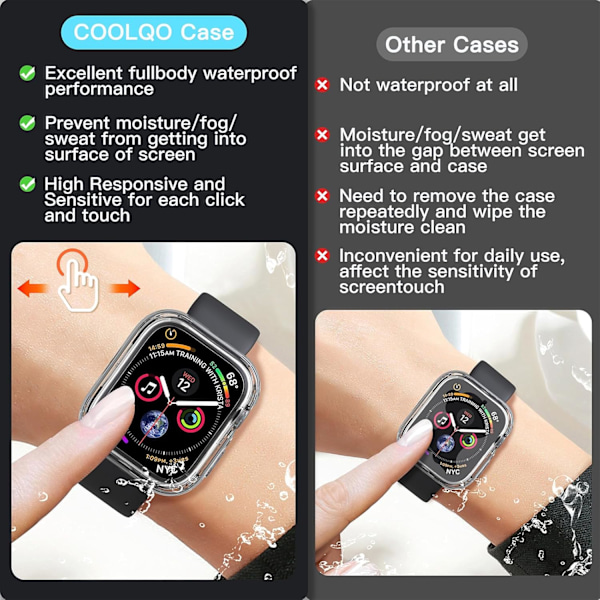 2 Pakk Vanntett 2 i 1 Deksel Kompatibelt for Apple Watch 42mm 3 2 1, med 9H Herdet Glass Skjermbeskytter, Full Kroppsdeksel for iWatch 42 mm S3 S2 S
