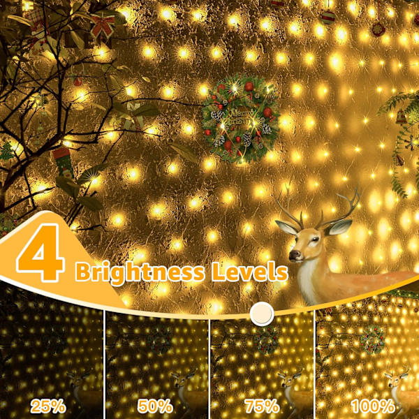 Nätljus utomhus nätljus IP67 vattentät, 200LED 9,8x6,6ft varmvit julnätljus, anslutningsbar fjärrkontroll 8 lägen trädgårdsljus för IP67