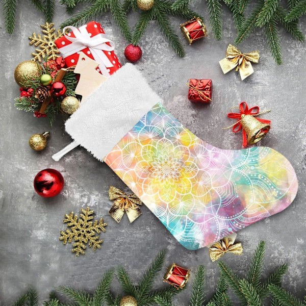 Julklapp, Personliga Julklappsstrumpor 2-pack Vinter Jul Mandala med Galaxy Stjärnhimmel 18 tum Julstrumpor Hängande O