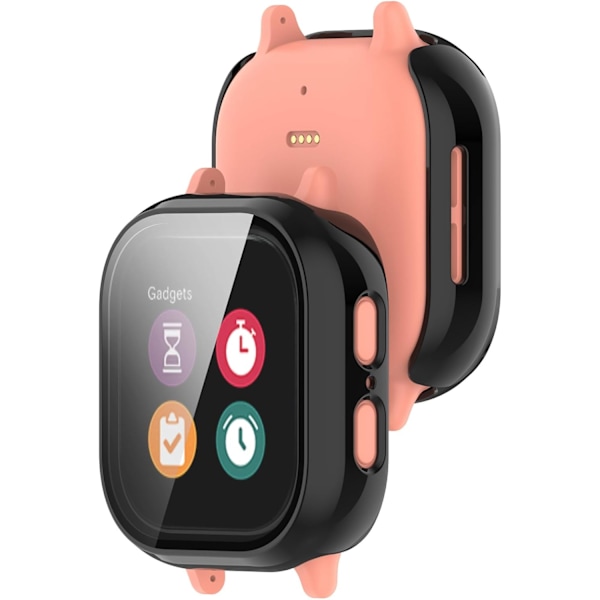 Smartwatch Full Coverage PC Skyddsfodral med Härdat Glas Skärmskydd Kompatibelt med Gizmo Watch 2, Mjukt och Hållbart