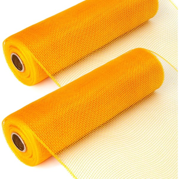 2 Rolls Yellow Gold Mesh Ribbon,10 inch x 30 feet(10Yard) Per Roll, Use for