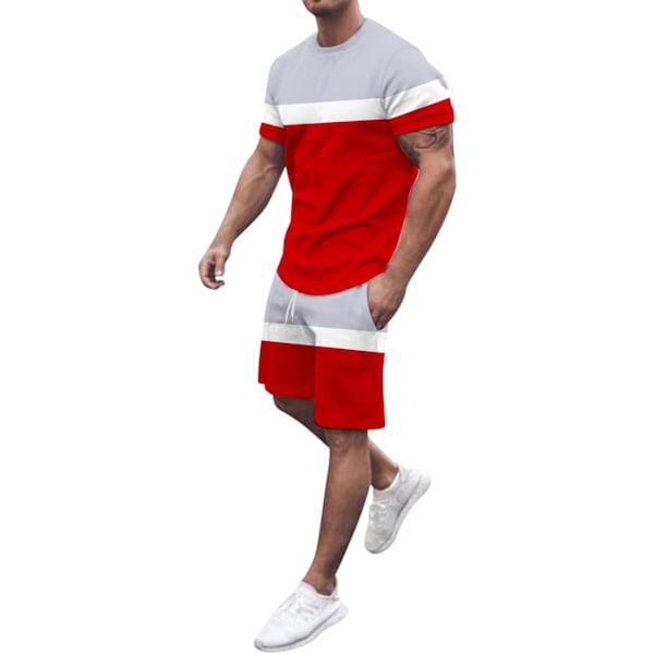 2023 Herre Patchwork Fargeblokk Trykk Treningsdress Sett 2-delt Jogger Sweatsuits