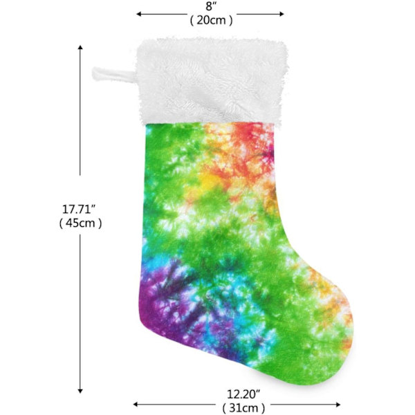 Julklapp, personliga julklappsstrumpor 2-pack Tie Dye Pride Regnbåge 45,7 cm Julstrumpor Hängande Ornament Eldstad för Träddekoration