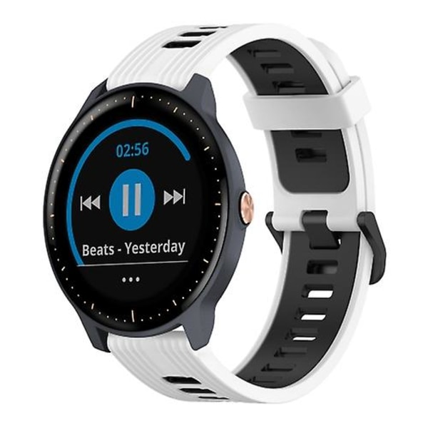 För Garmin Vivoactive 3 Music 20mm Vertikalt Mönster Tvåfärgat Silikon Armband PCL White-Black