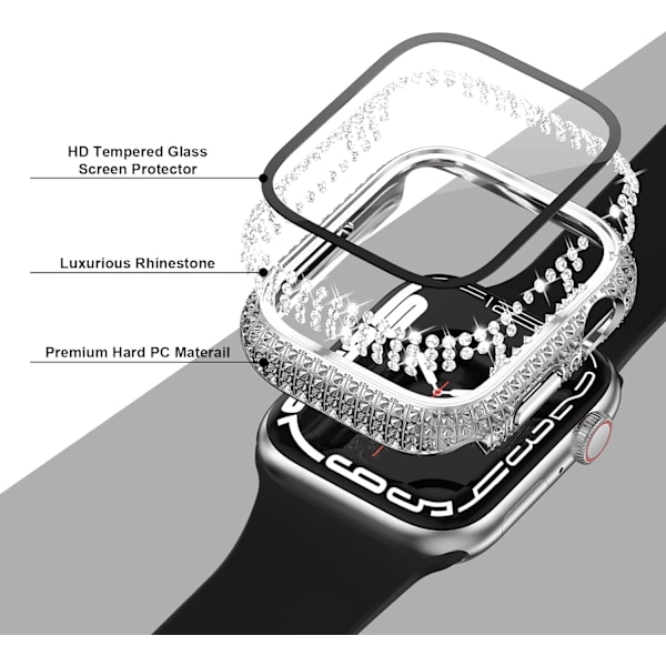 2-pak etui til Apple Watch Series 8 Series 7 41 mm med hærdet glas