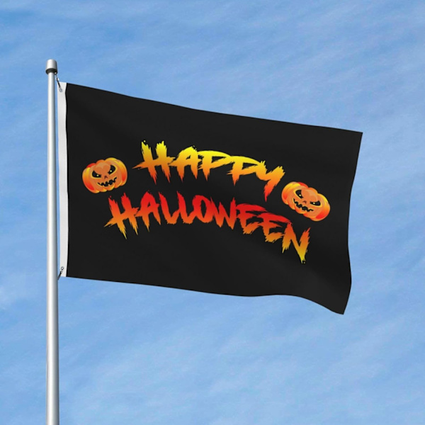 Glad Halloween 3X5FT Dubbelsidig Hållbar Uteplats Lätt Torr Utomhus Överraskningsfest Svart Svart