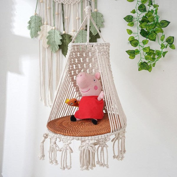 Macrame kattbädd | Kattungesvängsäng | Macrame växtupphängare, katthängmatta för inomhus- och utomhusinredning, husdjurskattsäng för att sova, leka och