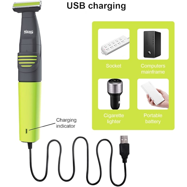 Hybrid elektrisk trimmer og shaver til mænd, vandtæt våd og tør elektrisk shaver, USB genopladelig fuld kropshår trimmer barbermaskine (gul) Gul