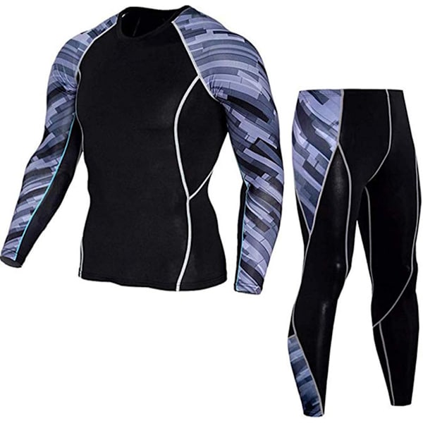 Herrkläder Gym Running Fitness Kit Kompressionsbyxor Skjorta Topp Långärmad Jacka