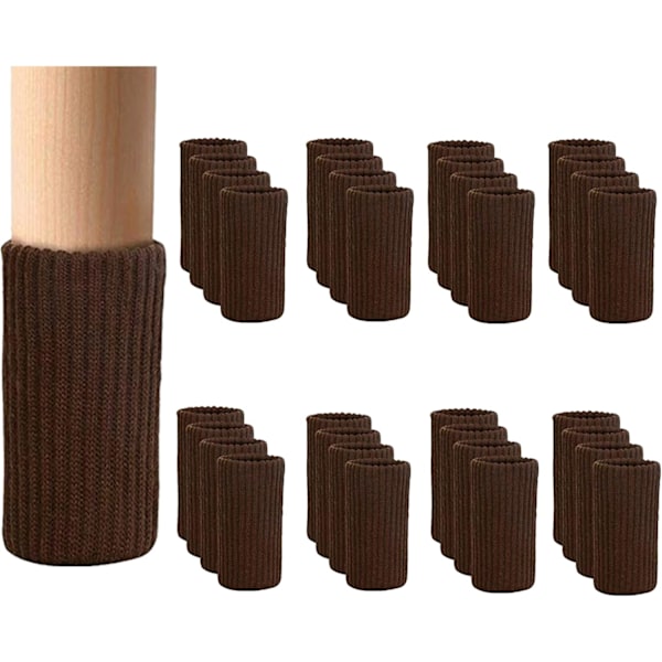 32 PCs Furniture Leg Socks - Coffee Knitted Furniture Socks, Double Thickness Chair Leg Floor Protectors, High Elastic Chair Leg Covers Furniture