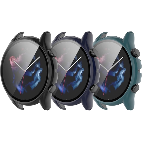 Skal Kompatibelt med Amazfit GTR 3 Pro/GTR 3 Skärmskydd Härdat Glas Allround Skal Hård PC Fulltäckande Skal Smartwatch Tillbehör Täckning Pr