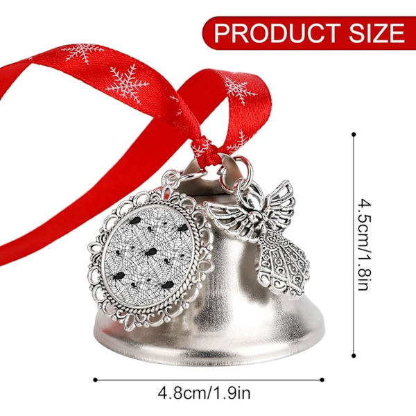 Spindelväv Spöklika spindlar Silverklocka Prydnad Julgransklockor med rött snöre Metall Xmas Hängande dekorationer för semesterfest  Vingklocka