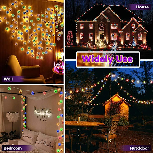 50 LED Discokula Spegel LED Festljusslinga Jul Lyktor för Semester Vägg Fönster Trä Dekorationer Inomhus Utomhus Terrass Fest Gård