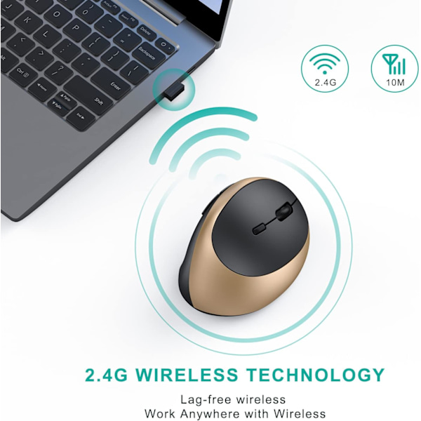 Ergonomisk vertikal mus. 2,4G trådlös vertikal mus
