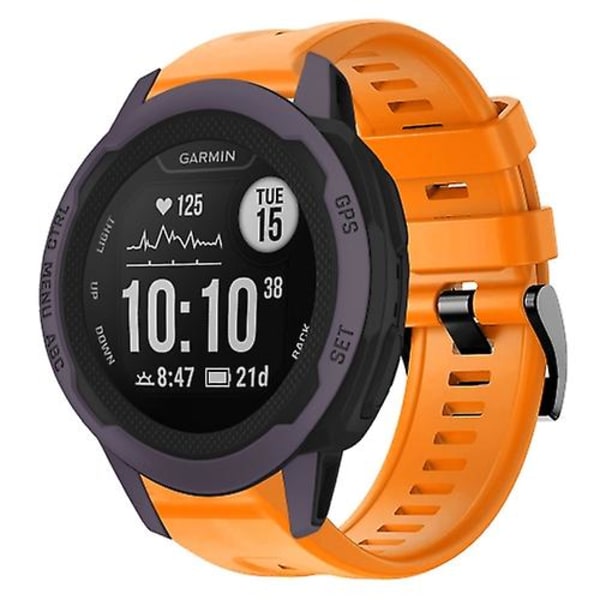 Til Garmin Instinct 2s Metal Spænde Solid Color Silikone Urrem URH Orange