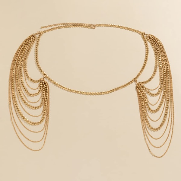 Brud Kvinnor Shiny Statement Tofs Body Chain Smycken Sjal