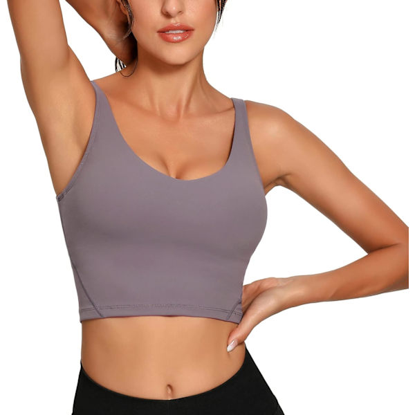 Sports-BH for kvinner med lang rygg, lang topp med polstring, trenings-BH for løping og yoga