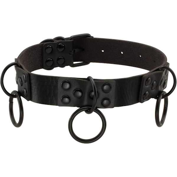 Svart Punk Choker Halsband PU Läder Gotisk Krage Hals Choker Spiker för Kvinnor