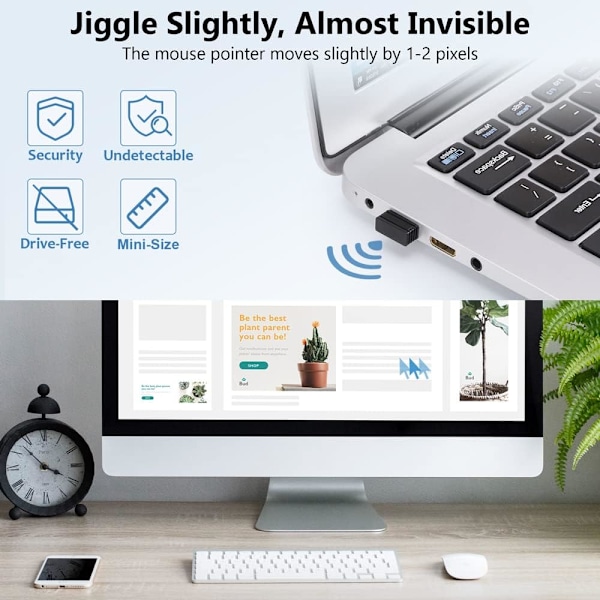 Mus Jiggler Oupptäckbar USB Mus Mover INGEN Programvara Krävs för