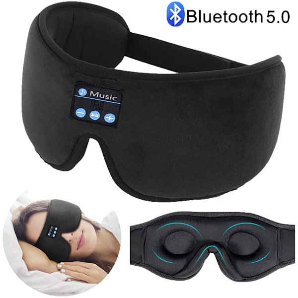 Bluetooth Sömnmask - 200% Ljusblockering, 3D Djup Ögonmask med Bluetooth 5.4 Hörlurar, 15H Speltid, Perfekt för Resor, Tupplurar & Skiftarbete