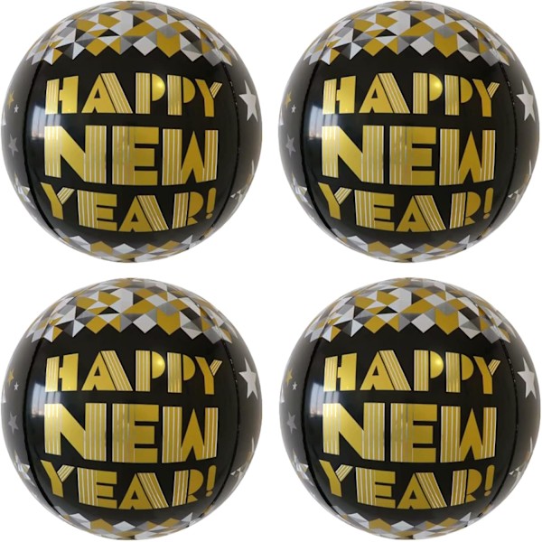 4D ballonger för gott nytt år, 4-pack
