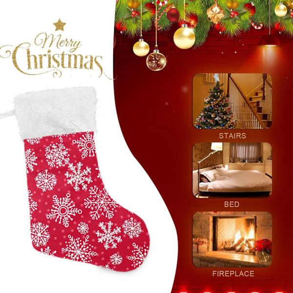 Julklapp, personliga julklappsstrumpor 2-pack vita snöflingor prickar jul 45,7 cm julstrumpor hängande prydnad Kami
