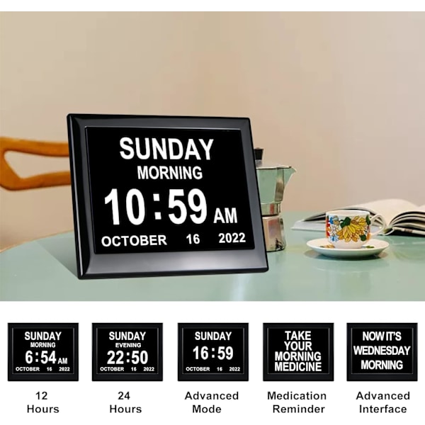 Digital kalender dag ur - Ekstra stor digital ur til svagtseende, ur til ældre, programmerbar medicinpåmindelse Bedste gaver til mor(8
