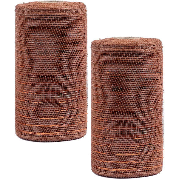 2 pakker 10\" metallisk poly mesh-bånd (totalt 20 yards, brun)