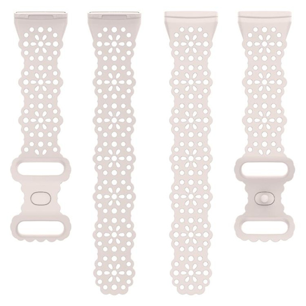 För Fitbit Versa 4 / 3 / Sense 1 / 2 Spetsad ihålig silikonklockarmband HWP Official Moon White