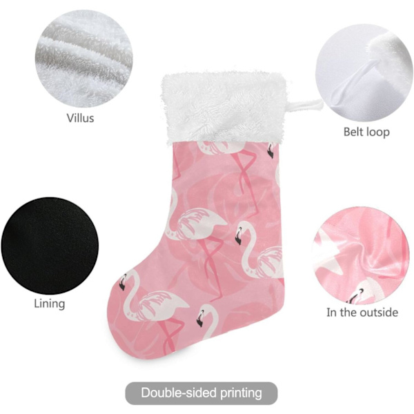 Julklapp, personliga julklappsstrumpor 2-pack Flamingo Rosa Tropisk Växt 45,7 cm Julstrumpor Hängande Ornament Kamin för B