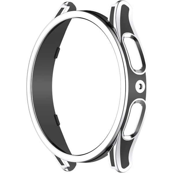 Smartklokke Full Dekning PC Beskyttelsesdeksel med Herdet Glass Skjermbeskytter Kompatibel med Watch 5 Pro 45mm, Myk og Holdbar(Svart+Sølv