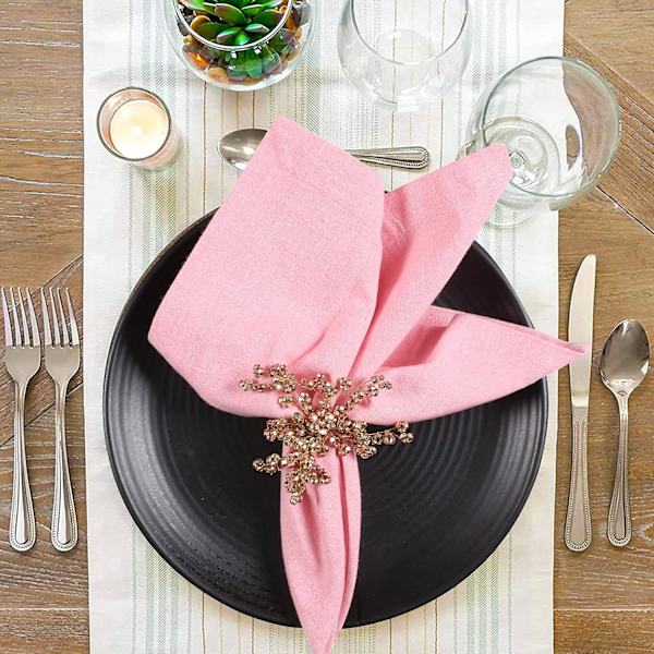 Dekorative perlenapkinring i metall - sett med 12 - blomsterserviett-napkinringer