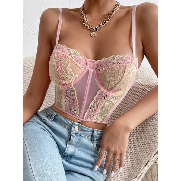 Kvinners Sexy Bralette Cami Crop Top Hanky Hem Blonder Spaghetti Stropp Camisole