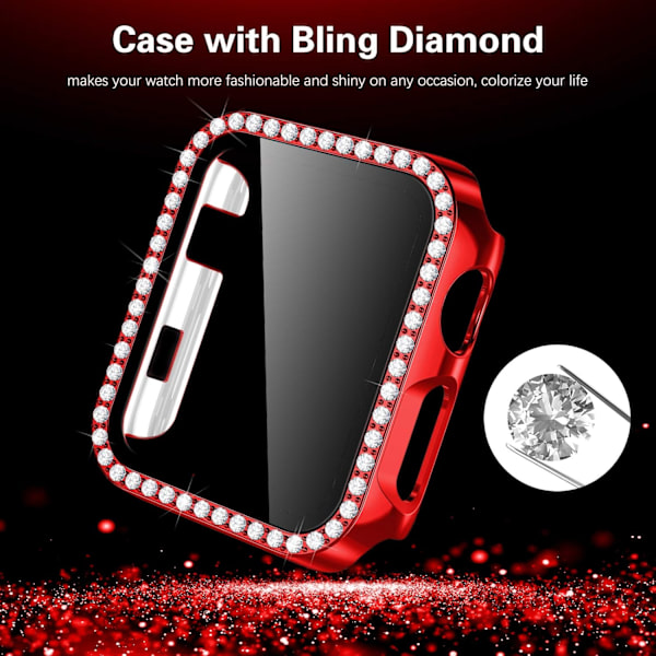 Hårt fodral för Apple Watch 42 mm, Bling Diamonds med skärmskydd