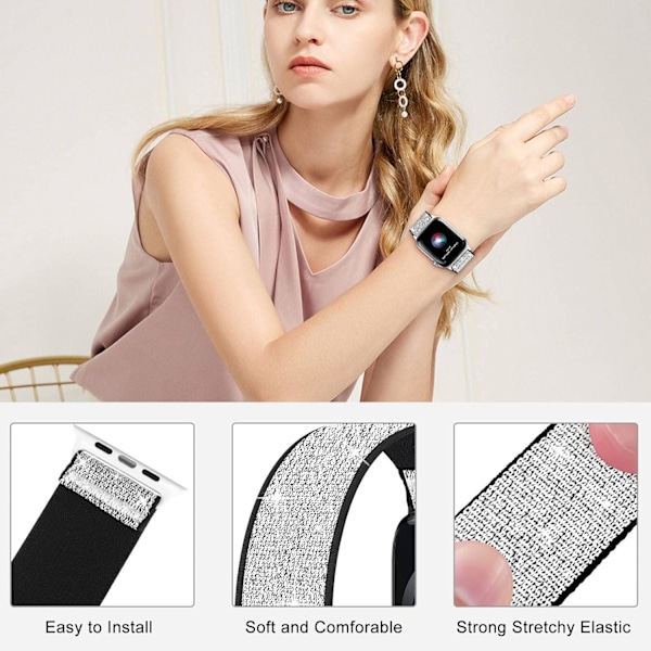 Strækbare nylon solo-remme, der er kompatible med Apple Watch