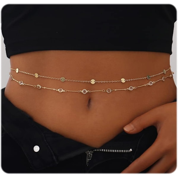 18K Gold Plated Layered Waist Chain for Women Waterproof