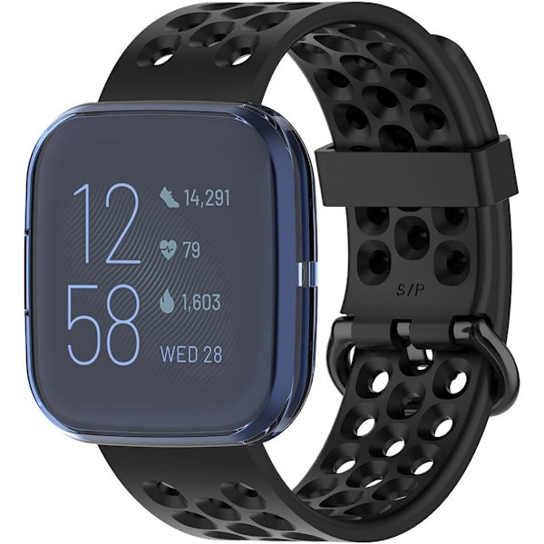 Kompatibel med Fitbit Versa 2 Case Cover - Mjuk TPU Protector Case Frame (blå)