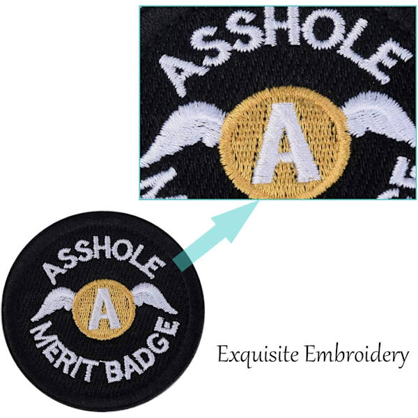 Asshole Merit Badge Patch - Broderet Moral Taktisk Patch Krog og Loop