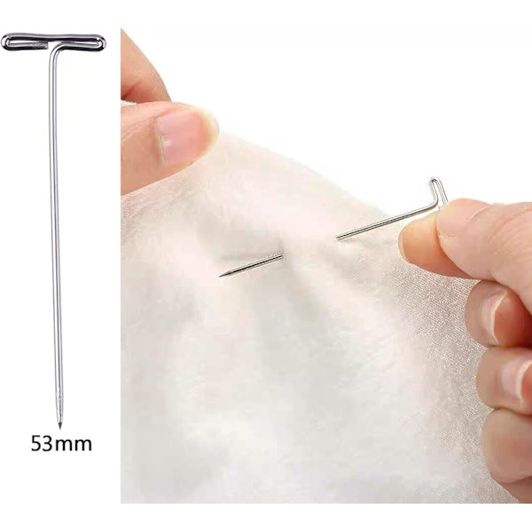 100 st peruk T-stift med förvaringslåda - 2 tums silverstift i rostfritt stål
