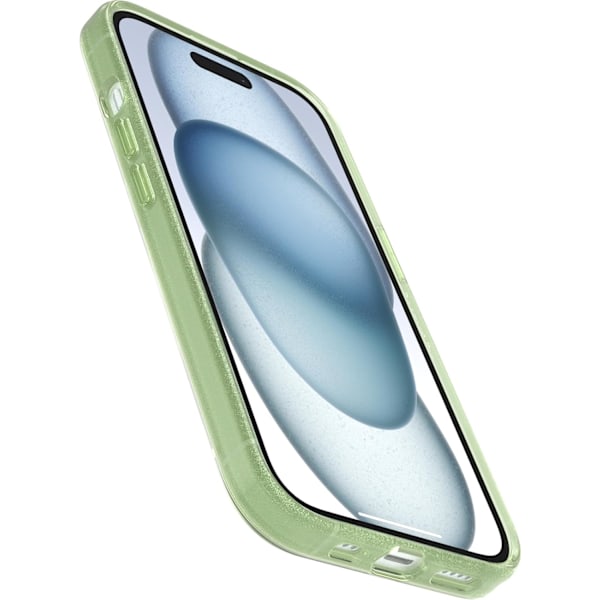 Kirkas suojakuori värikkäillä reunuksilla iPhone 15:lle - Moray (Vihreä) Vihreä