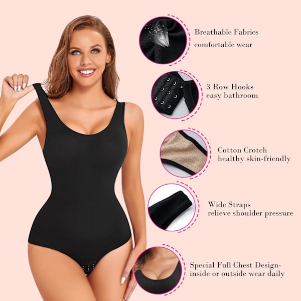 Kvinder Talje Træner Bodysuit Slim Fuld Krop Shapewear Sømløs Rund Hals