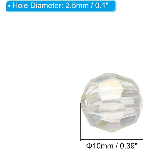Fasetterade akryl pärlor (100-pack) - 10 mm distanspärlor för DIY-smycken