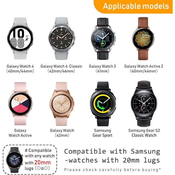 Spets silikonband 20mm Kompatibel med Galaxy Watch 4 40mm